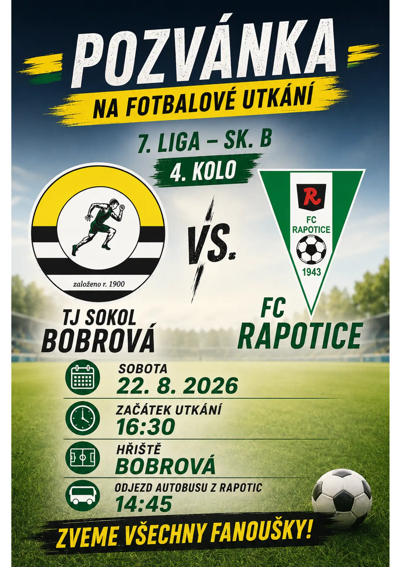 Pozvánka na zápas v Bobrové