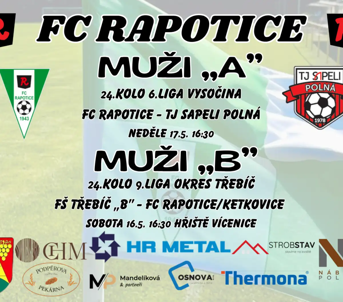 Program pouťového fotbalového víkendu