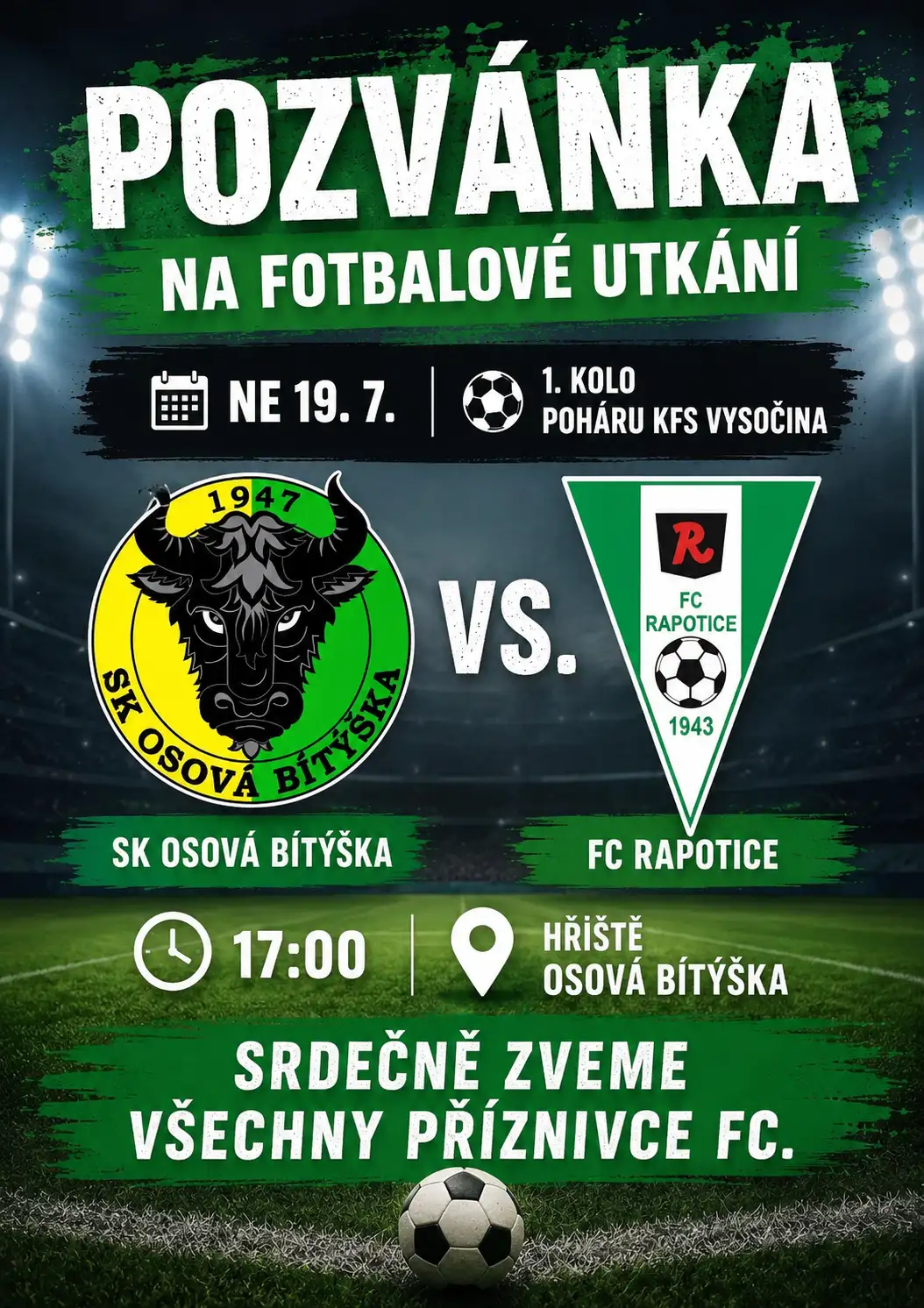 Pozvánka na 1. kolo poháru KFS Vysočina